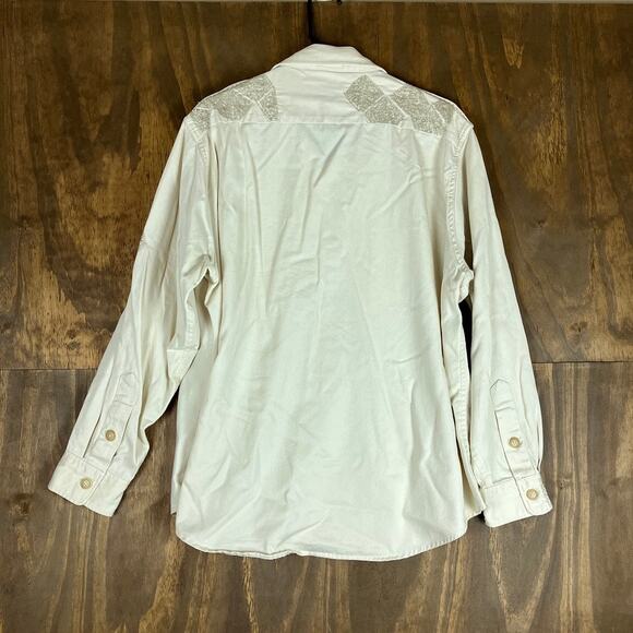 Polo Ralph Lauren Womens Shirt Winter Cream Beaded Twill Denim Button Down XXL - Picture 10 of 13